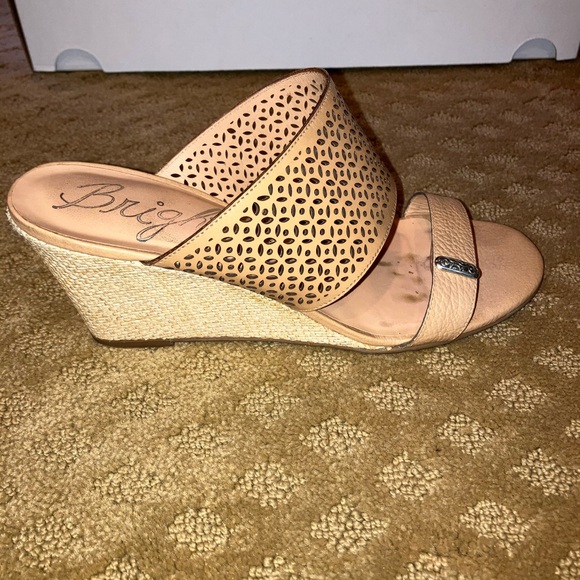 Brighton Ramone woven wedge leather sandals 8.5 Tan - Picture 1 of 13